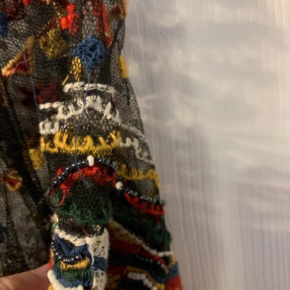 Black and Multicolor Embroidered Women's Top - Picture 7 of 8